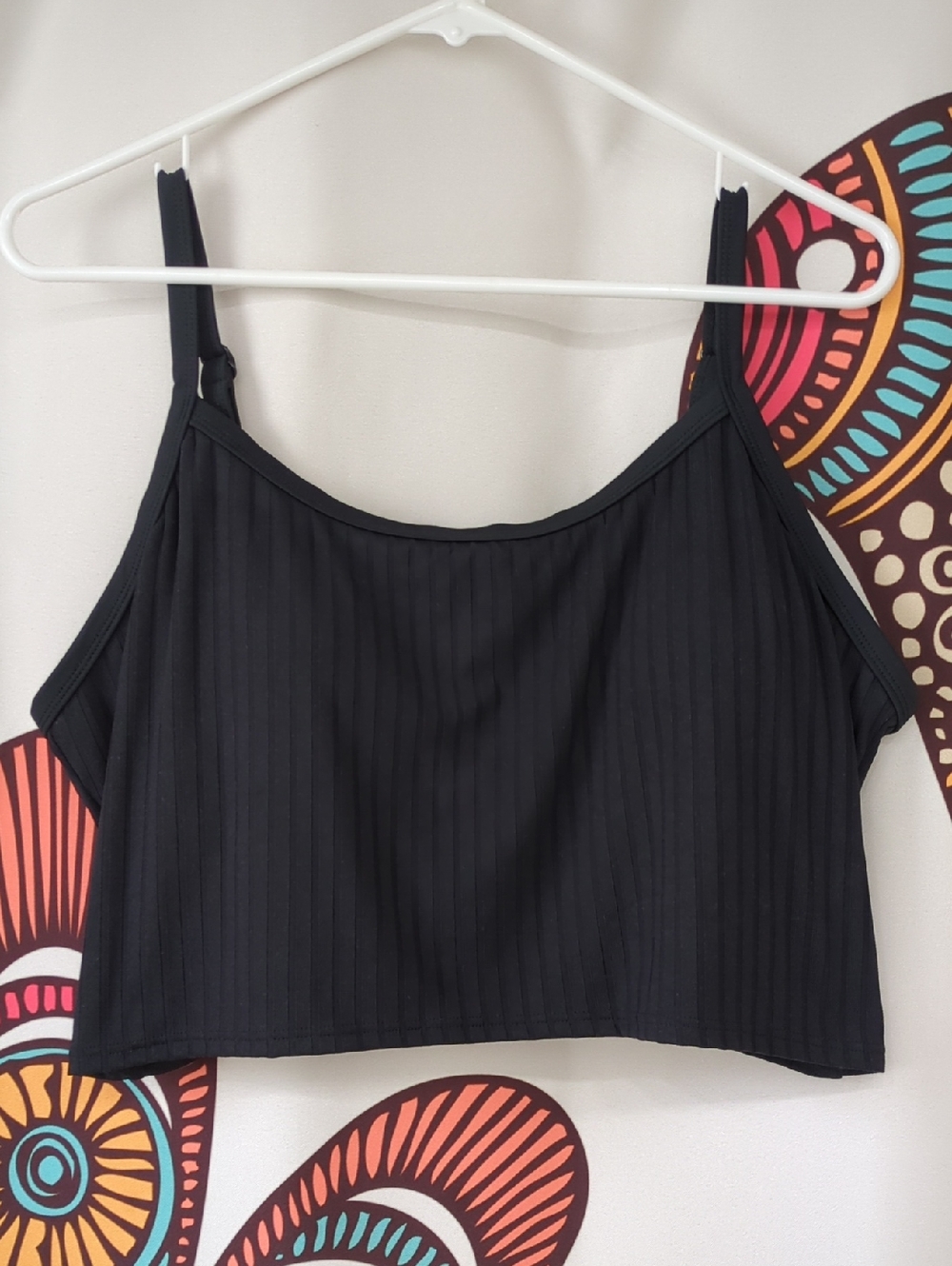 VENUS Black Superrib Swim Crop Top XL